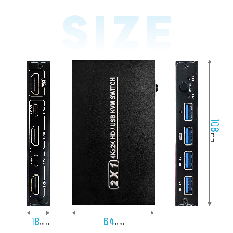 【10%OFF】KVMスイッチ パソコン切替器 ボックス型 KVM切り替え機 機能性 耐久性 HDMI切替 Type-C接続 2入力1出力 4K@60Hz Windows 11 macOS Linux 接続簡単 |  | 16