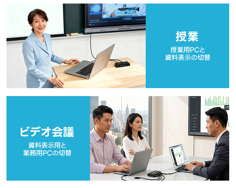 【10%OFF】KVMスイッチ パソコン切替器 ボックス型 KVM切り替え機 機能性 耐久性 HDMI切替 Type-C接続 2入力1出力 4K@60Hz Windows 11 macOS Linux 接続簡単 |  | 11