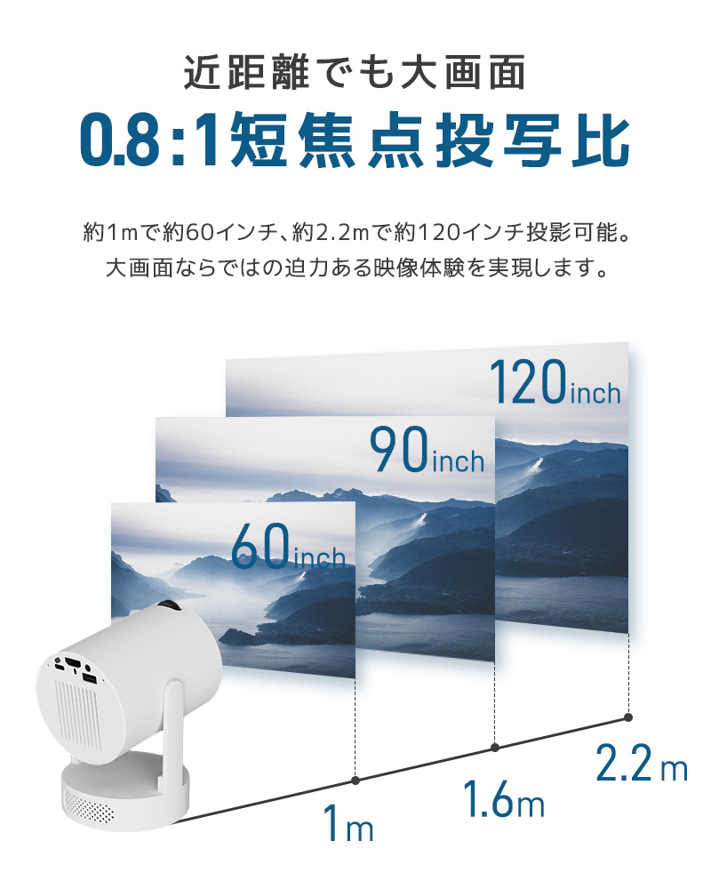 小型プロジェクター 家庭用プロジェクター ホームシアター WiFi6対応 Bluetooth搭載 720P 高精細 高画質 高輝度 310°回転 静音ジンバルスタンド レンズ防塵保護 |  | 06