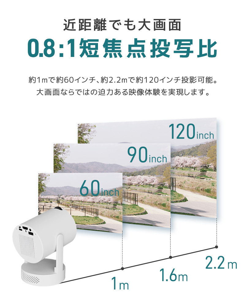 小型プロジェクター 家庭用プロジェクター ホームシアター WiFi6対応 Bluetooth搭載 720P 高精細 高画質 高輝度 310°回転 静音ジンバルスタンド レンズ防塵保護 |  | 06
