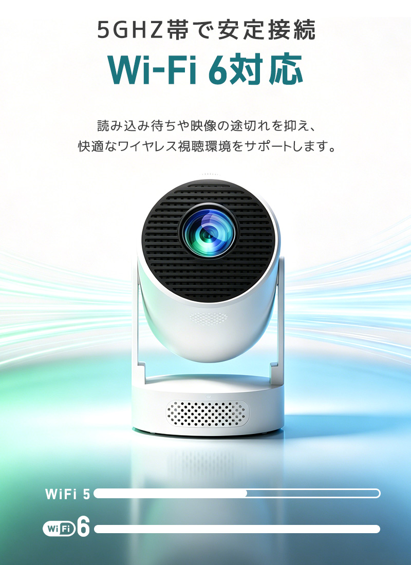 小型プロジェクター 家庭用プロジェクター ホームシアター WiFi6対応 Bluetooth搭載 720P 高精細 高画質 高輝度 310°回転 静音ジンバルスタンド レンズ防塵保護 |  | 15