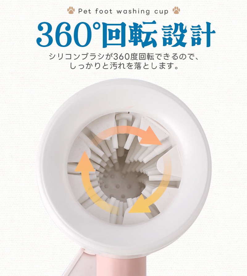 犬足洗い 犬足洗い機 犬足洗いブラシ ペット用 犬 ワンちゃん 足洗いカップ シリコンブラシ 柔らかい素材 洗浄 半自動 ハンドル 持ち手 360度回転 汚れを落とす |  | 06