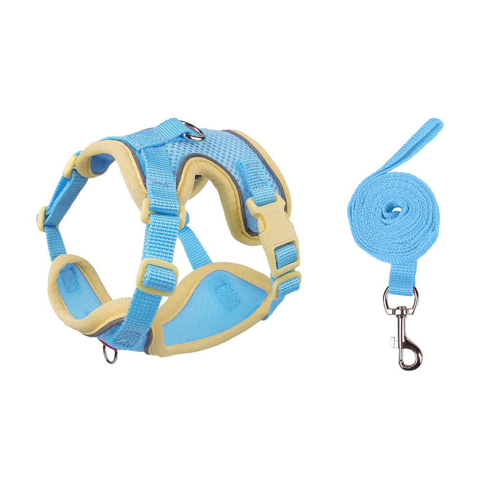 ペット用ハーネスとリードセット 犬用 猫 リード 散歩用 通気性 メッシュタイプ H型ハーネス 小型犬 中型犬 ワンコ 超軽量 洗える S M L XL 着脱簡単 カワイイ |  | 04
