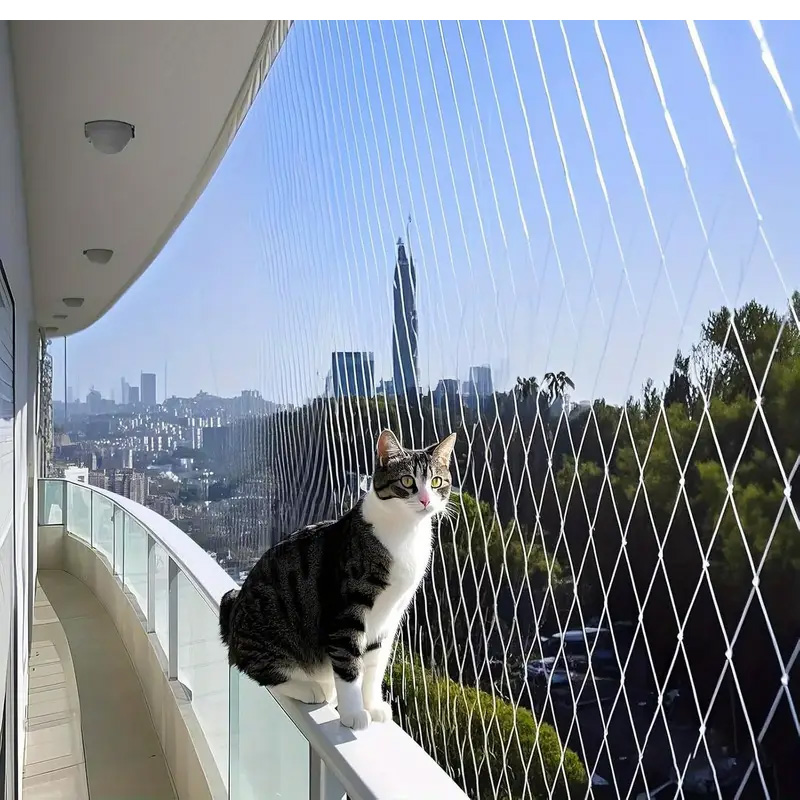 落下防止ネット 猫 3m×2m 脱走防止 転落防止ネット 猫脱走防止フェンス ネット 猫 脱走防止柵 猫 安全ネット ペット防護メッシュ 透明 ベランダ/階段用 |  | 11