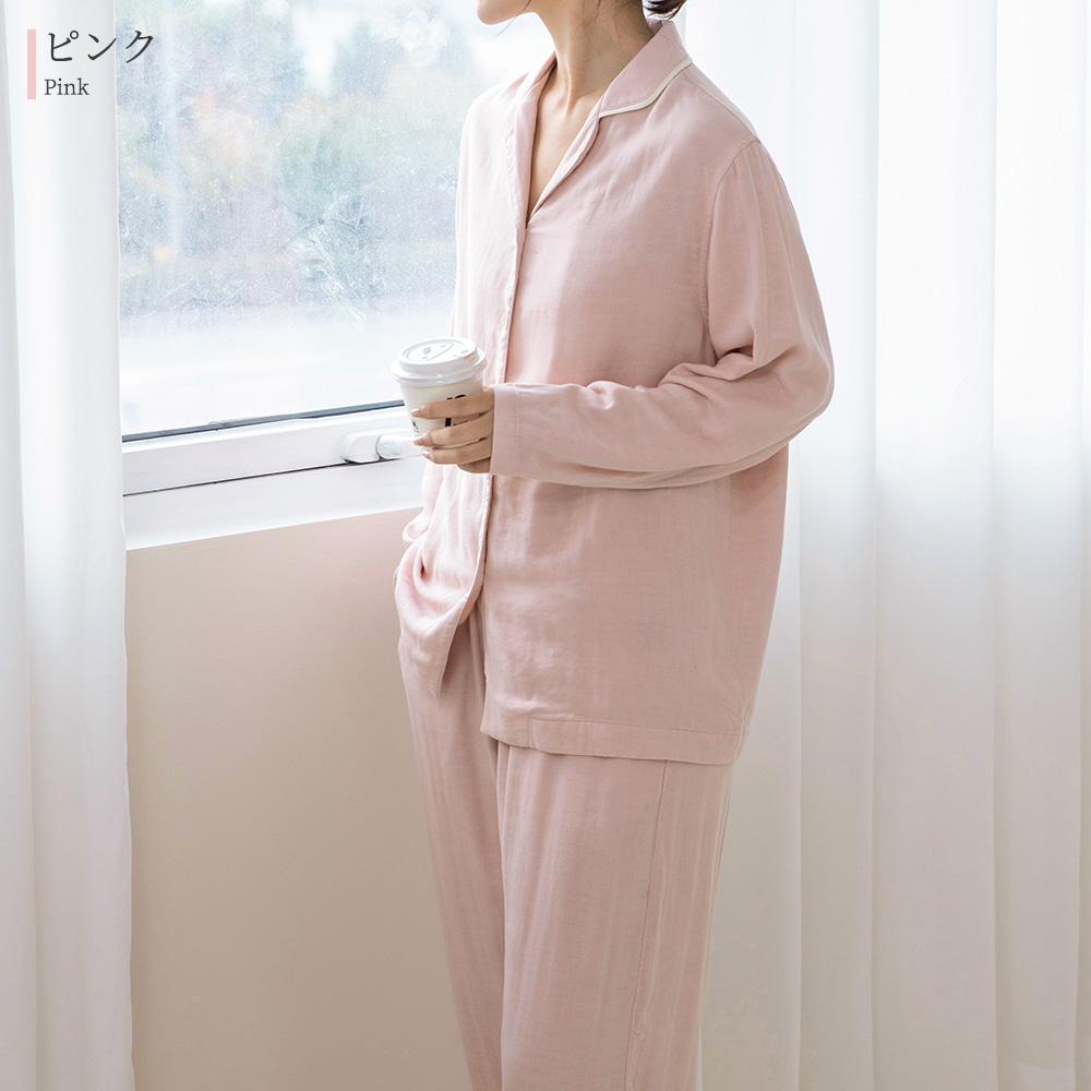 【40%OFF】パジャマ 上下セット 3重ガーゼ ガーゼパジャマ レディース 竹レーヨンパジャマ 長袖 秋 春 冬 前開き パジャマ 寝巻き ルームウェア お揃い コットン |  | 17