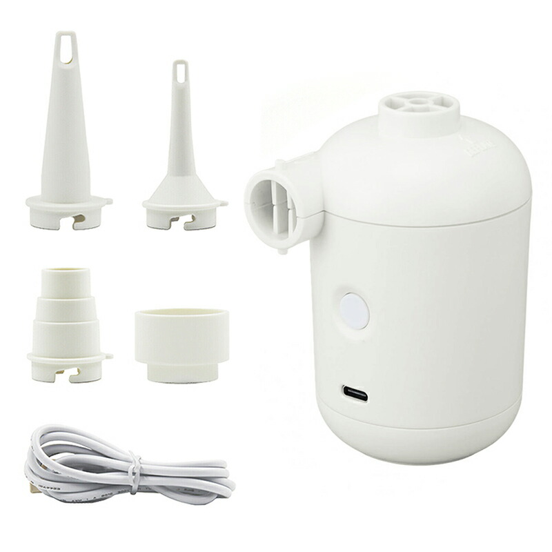 ポータブルエアポンプ エアーポンプ 携帯式エアーポンプ ミニエアーポンプ空気入れ 空気抜き USB給電式 キャンプエアポンプ コンパクト 4種ノズル 浮き輪 |  | 02