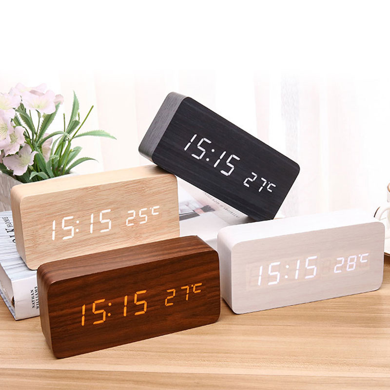 目覚まし時計 置き時計 デジタル時計 卓上時計 アラーム時計 木目調 温度計 カレンダー 振動/音感センサー 輝度調節 設定記憶 USB給電 LED表示 おしゃれ 北欧 |  | 19