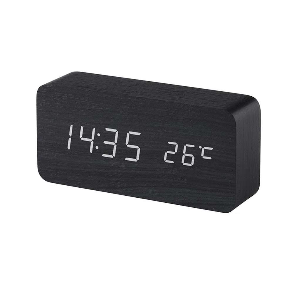 目覚まし時計 置き時計 デジタル時計 卓上時計 アラーム時計 木目調 温度計 カレンダー 振動/音感センサー 輝度調節 設定記憶 USB給電 LED表示 おしゃれ 北欧 |  | 02