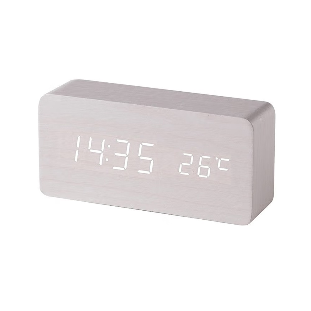 目覚まし時計 置き時計 デジタル時計 卓上時計 アラーム時計 木目調 温度計 カレンダー 振動/音感センサー 輝度調節 設定記憶 USB給電 LED表示 おしゃれ 北欧 |  | 04