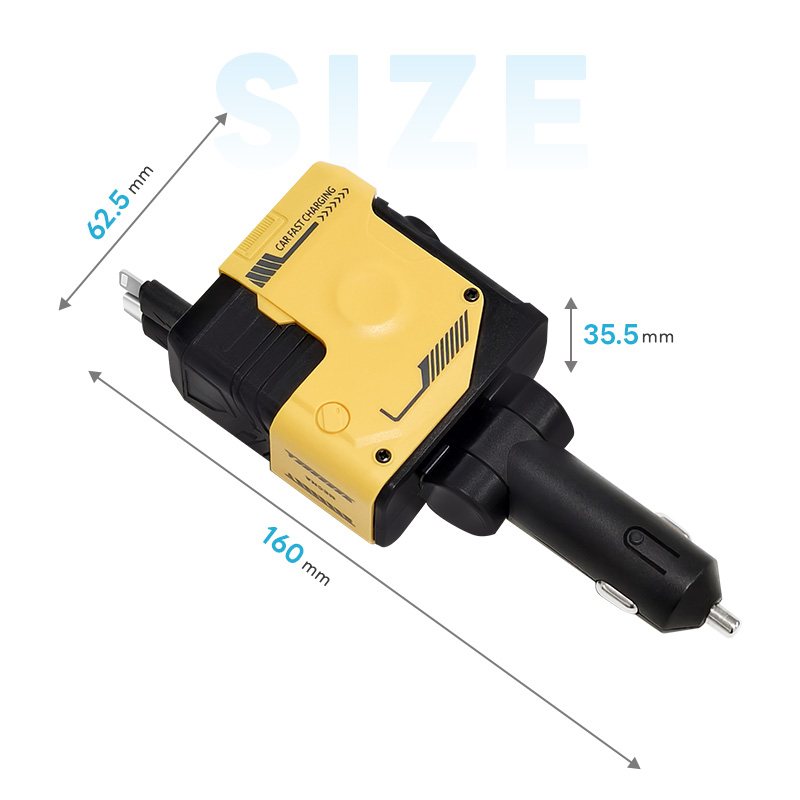 車載充電器 4ポート カーチャージャー 急速充電 巻き取り式ケーブル2本 MAX120W シガーソケット QC3.0 PD リール式 ケーブル スマホ 急速充電器 type-c 車載 |  | 20