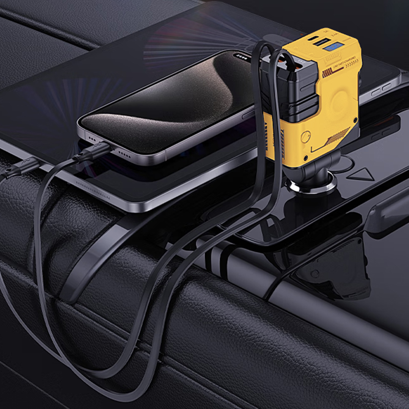 車載充電器 4ポート カーチャージャー 急速充電 巻き取り式ケーブル2本 MAX120W シガーソケット QC3.0 PD リール式 ケーブル スマホ 急速充電器 type-c 車載 |  | 18