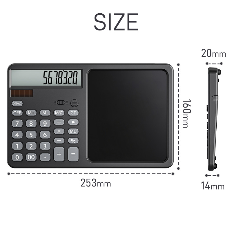 電子メモ付き電卓 メモ電卓 2in1電卓 電子メモパッド ソーラー式 電池式 LCDメモ付 12桁電卓 ワンタッチで消去 2電源電卓 誤削除防止 消去ロック機能 |  | 17