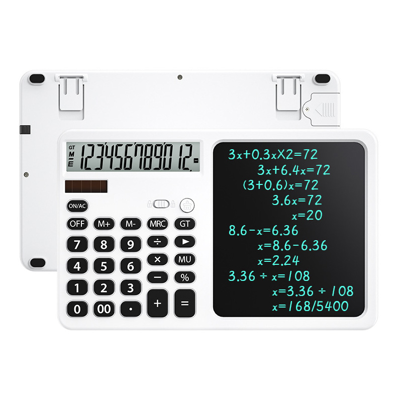 電子メモ付き電卓 メモ電卓 2in1電卓 電子メモパッド ソーラー式 電池式 LCDメモ付 12桁電卓 ワンタッチで消去 2電源電卓 誤削除防止 消去ロック機能 |  | 13