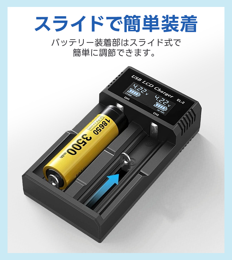 Li-ion/NI-MH電池充電器 リアルタイム表示