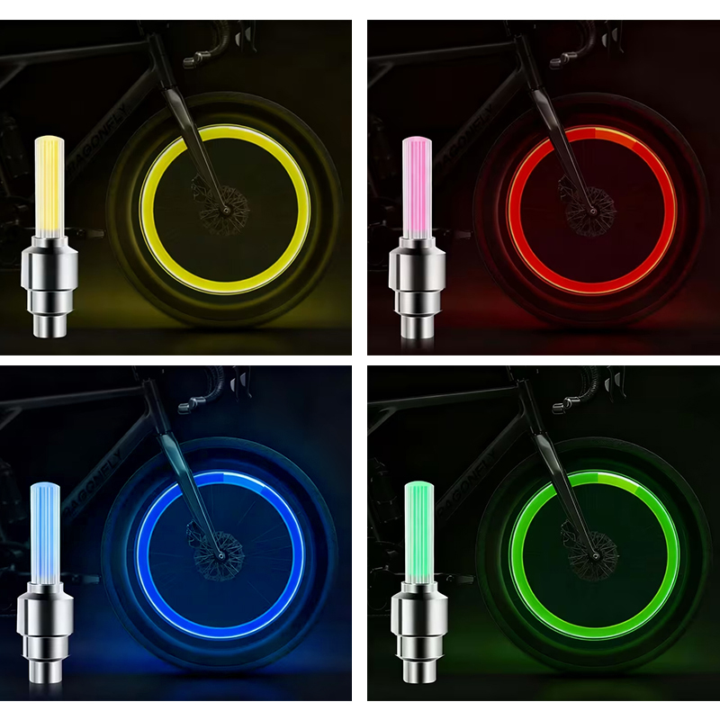 自転車タイヤバルブキャップ 5個セット 5色 自転車ホイールライト タイヤライト 光るバルブキャップ LEDライト 電池式 振動センサー付き 走行中自動点灯 光の輪 |  | 14