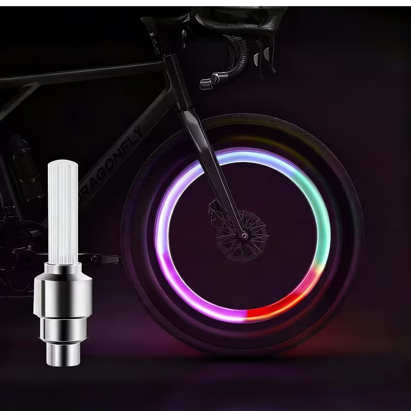 自転車タイヤバルブキャップ 5個セット 5色 自転車ホイールライト タイヤライト 光るバルブキャップ LEDライト 電池式 振動センサー付き 走行中自動点灯 光の輪 |  | 15
