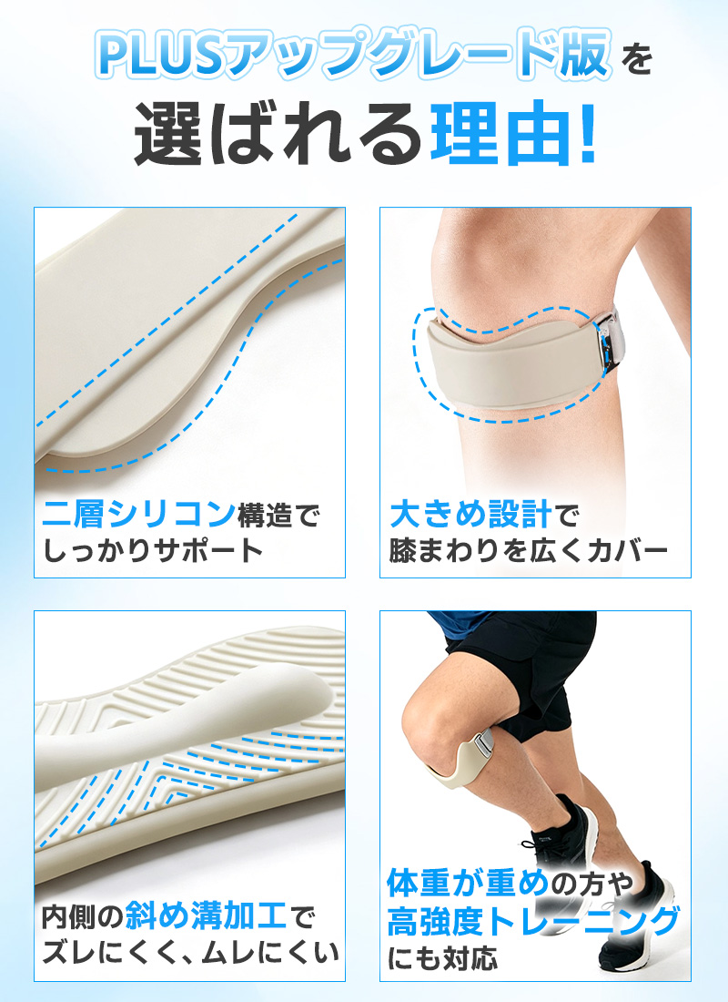 膝サポーター 膝蓋骨サポーター 1個入 膝バンド 膝固定 膝ストラップ 関節サポーター 3Dエアバッグ 通気性 しっかり固定 シリコン 放熱スリット 左右兼用 |  | 06