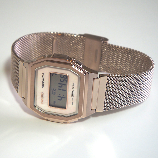 CASIO カシオ Vintage ヴィンテージシリーズ スタンダード ユニセックス フルメタル デジタル 腕時計 ピンクゴールド ホワイト  マザーオブパール A1000MCG-9