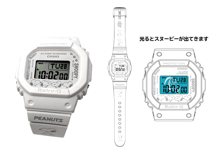 ［外箱に少し破れ有り］BABY-G ベビーG ベビージー PEANUTS 70周年限定モデル スヌーピー CASIO デジタル 腕時計 ホワイト  BGD-501-SNOOPY 国内正規モデル