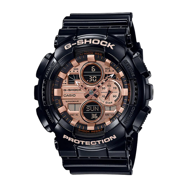 G-SHOCK Gショック ジーショック GA-140 シリーズ カシオ CASIO アナデジ 腕時計 グロス ブラック ローズゴールド  GA-140GB-1A2 逆輸入海外モデル