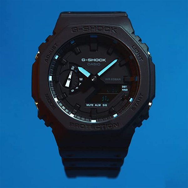 カシオーク G-SHOCK Gショック ジーショック 限定 NEON ACCENTシリーズ カシオ CASIO アナデジ 腕時計 ブラック ブルー  GA-2100-1A2 逆輸入海外モデル