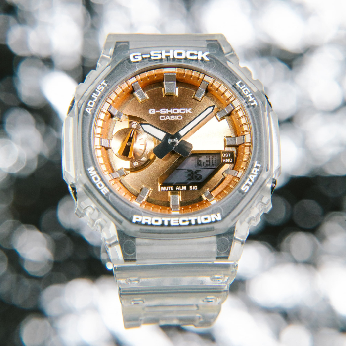 G-SHOCK GA-2100 ローズゴールド/ブラック Preorder) GA-2100-7A With Rose Gold Stainless Steel Crystal