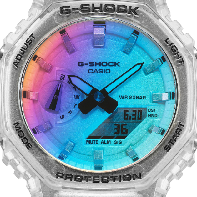 カシオーク G-SHOCK Gショック 限定モデル イリデセントカラー カシオ CASIO アナデジ 腕時計 スケルトン レインボー  GA-2100SRS-7A 逆輸入海外モデル