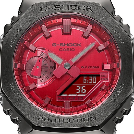 カシオーク 限定モデル G-SHOCK Gショック 2100 MetalCovered カシオ CASIO アナデジ 腕時計 ブラック レッド 八角形  GM-2100B-4A 逆輸入海外モデル