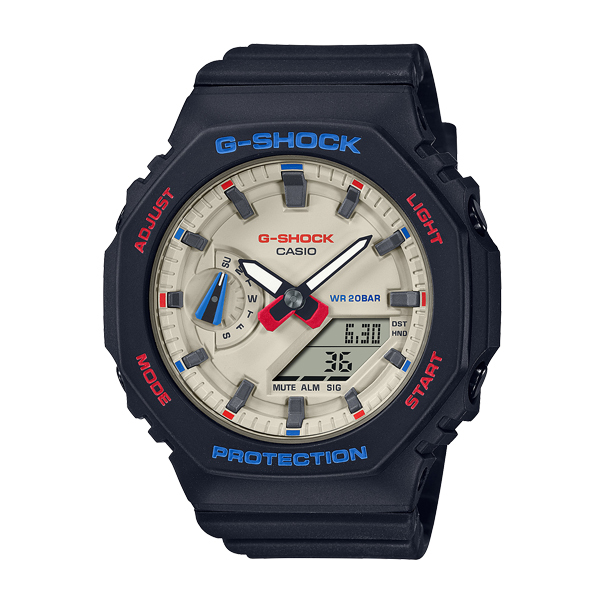 G-SHOCK Gショック カシオーク Sシリーズ ミッドサイズ トリコロール カシオ CASIO アナデジ 腕時計 ブラック  GMA-S2100WT-7A1 逆輸入海外モデル