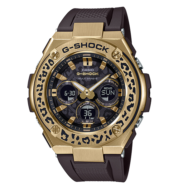 G-SHOCK Gショック G-STEEL WILDLIFE PROMISING 限定モデル カシオ 電波 ソーラー アナデジ 腕時計 ゴールド  ヒョウ柄 GST-W310WLP-1A9JR 国内正規モデル