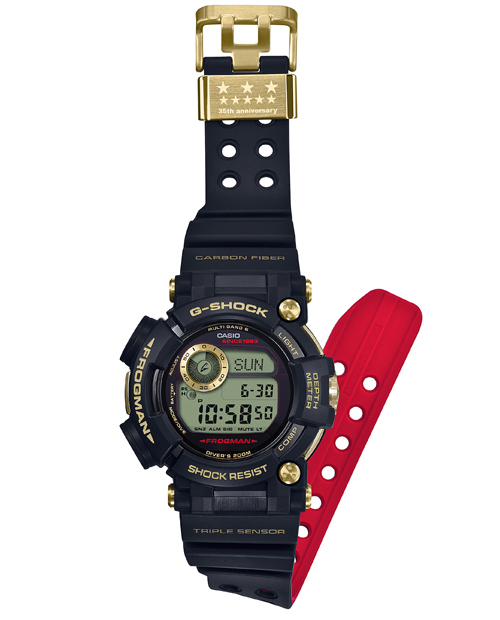G-SHOCK Gショック 35周年 限定 ゴールド トルネード FROGMAN 逆輸入海外モデル カシオ 電波 ソーラー デジタル 腕時計 ブラック  ゴールド GWF-D1035B-1