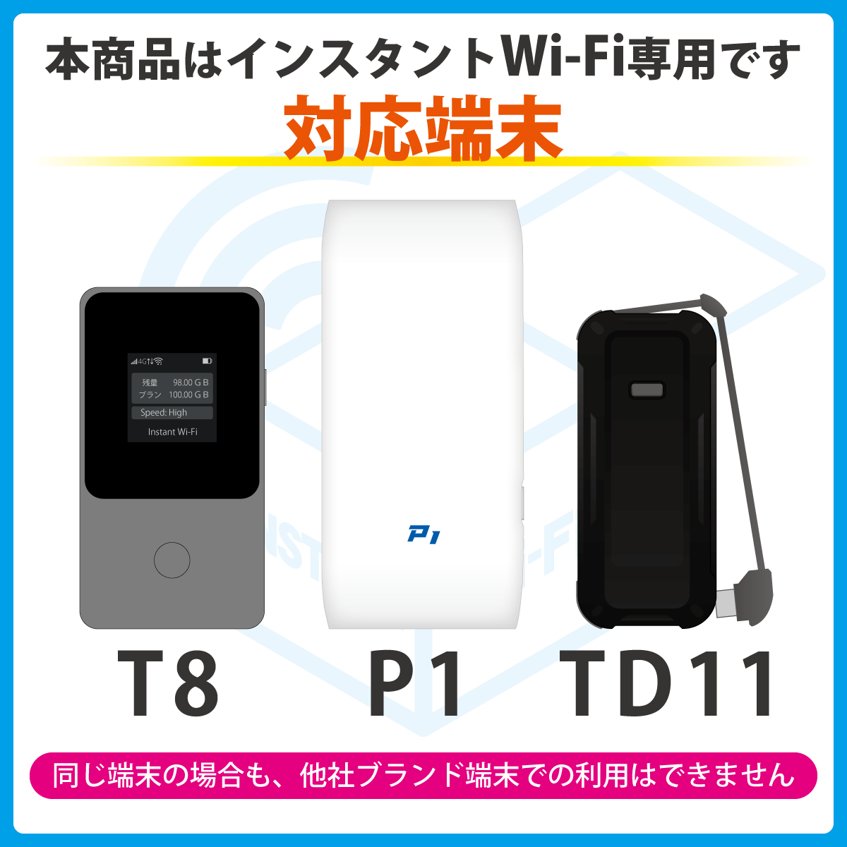インスタントWi-Fi 追加データ】 100GB 有効期間365日 データ通信
