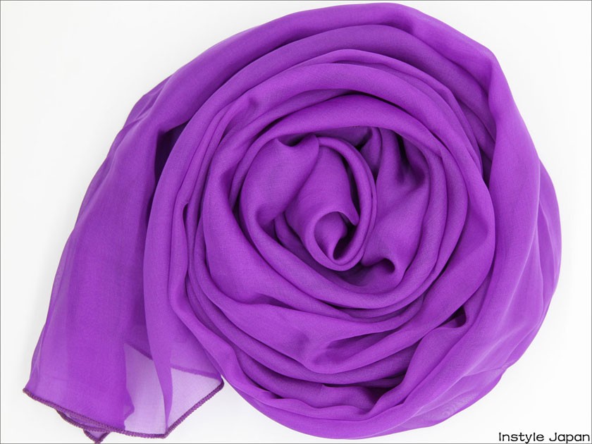 スカーフ レディース ストール シルク100% 紫 パープル 菖蒲 菫 青紫 