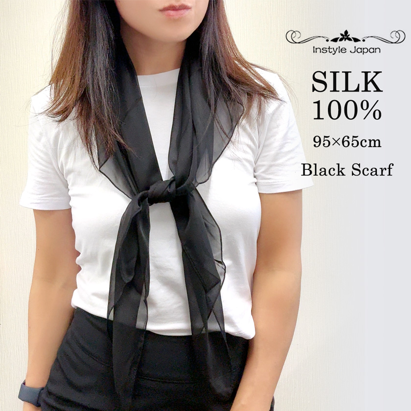 Instyle Japan（インスタイルジャパン） スカーフ シルク100% ブラック