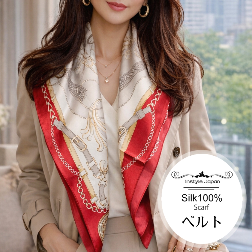 Instyle Japan（インスタイルジャパン） シルク100% 正方形 スカーフ
