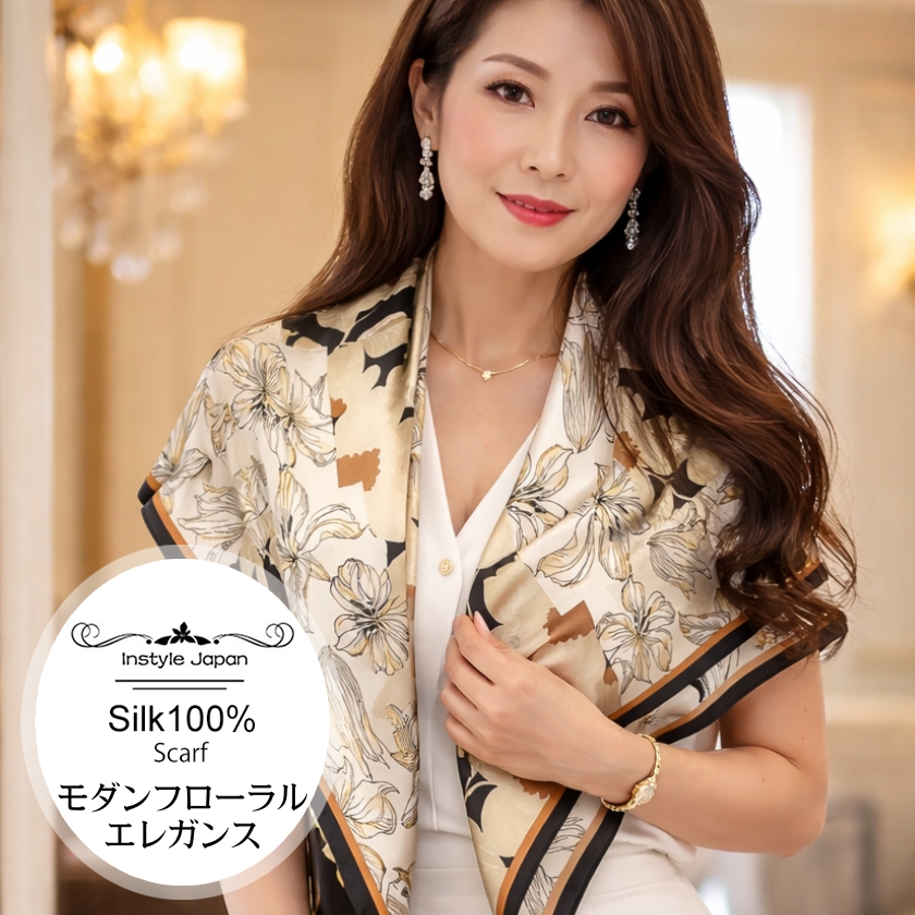 Instyle Japan（インスタイルジャパン） シルク100% 正方形 スカーフ