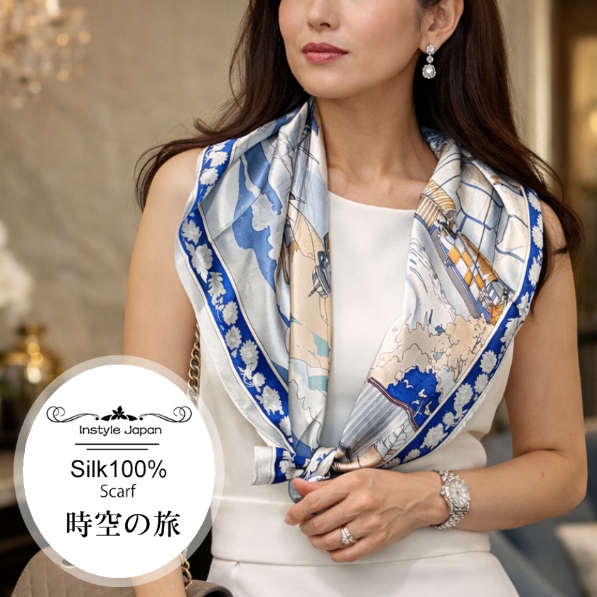 Instyle Japan（インスタイルジャパン） シルク100% 正方形 スカーフ