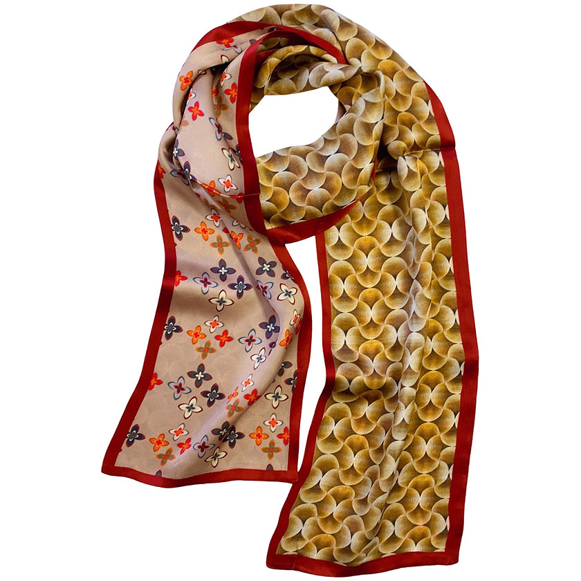 スカーフ シルク 長方形 シルク100% リバーシブル サテン 厚手 絹 