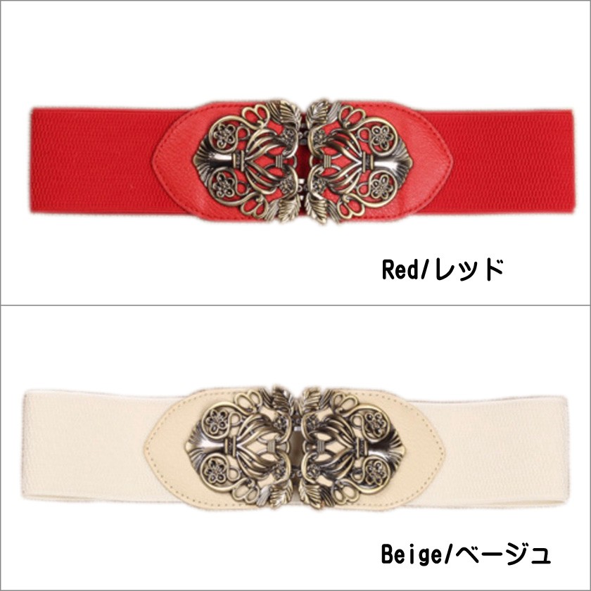 ベルト レディース BELT ボヘミアン風 ゴムベルト 黒 赤 茶 ベージュ