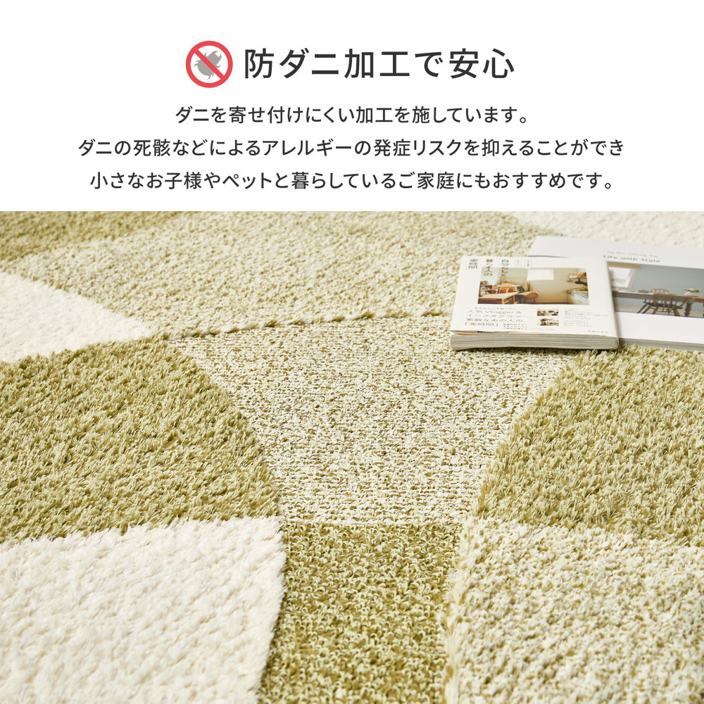 国産 高機能 ラグ ジャスト約190×240cm （約3畳相当）防ダニ 抗菌 防臭
