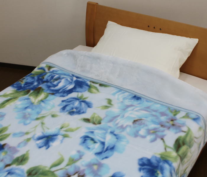 西川（nishikawa） 衿付2枚合わせ毛布（シングル）（ローズ柄）N