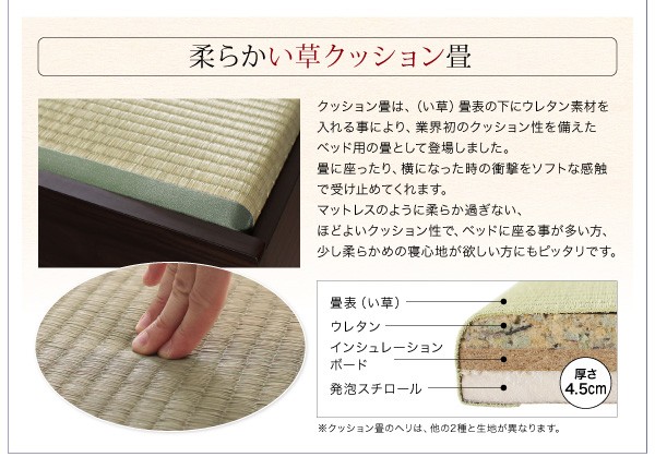上品 日本製 布団が収納できる大容量収納畳ベッド クッション畳 セミダブル 送料無料 緊急再入荷