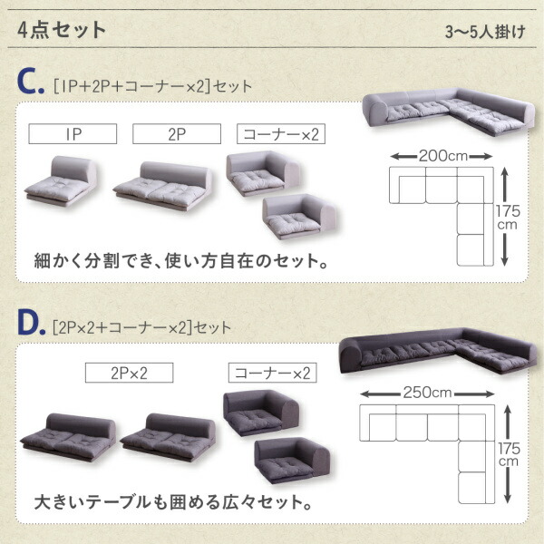 セット フロアコーナーソファ ソファ フロアソファ こたつ こたつソファ コーナー コーナーソファ 床生活 ローソファ 布 ソファ3点セット 2P×2+コーナー｜intelogue｜11