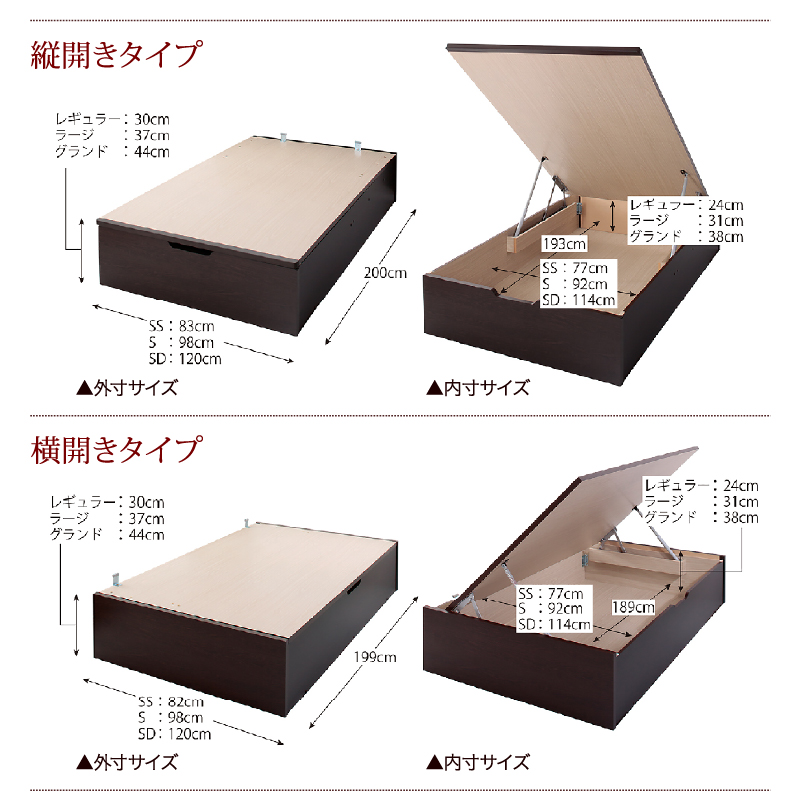 【新版】 ベッド ベット 収納 収納付 収納ベッド 跳ね上げ 跳ね上げ式 跳ね上げベッド ガス圧 ガス圧式 日本製 国産 ベッドフレームのみ 横開 シングル 深さグランド 【LWH1424606466】 (52077円)
