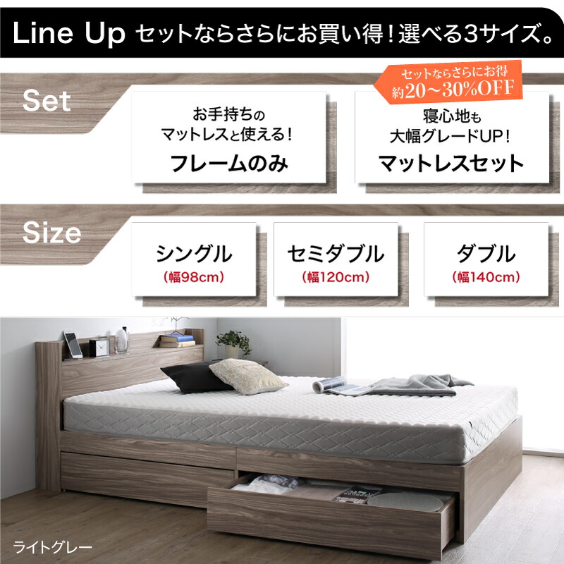 ロングセラー 人気 ベッド ベッドフレーム 収納付き 木製ベッド 