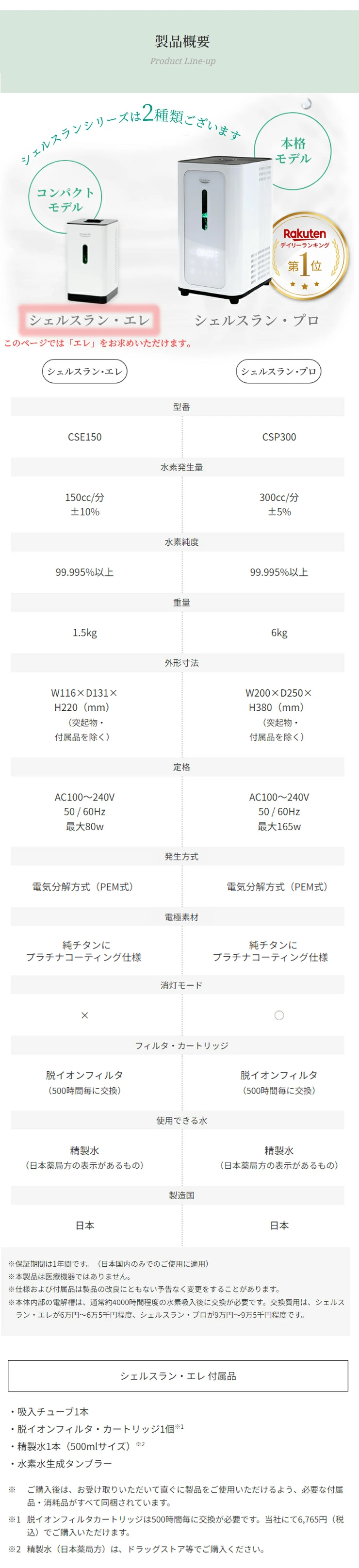 楽天市場】シェルスラン・エレ 水素発生器（水素水生成