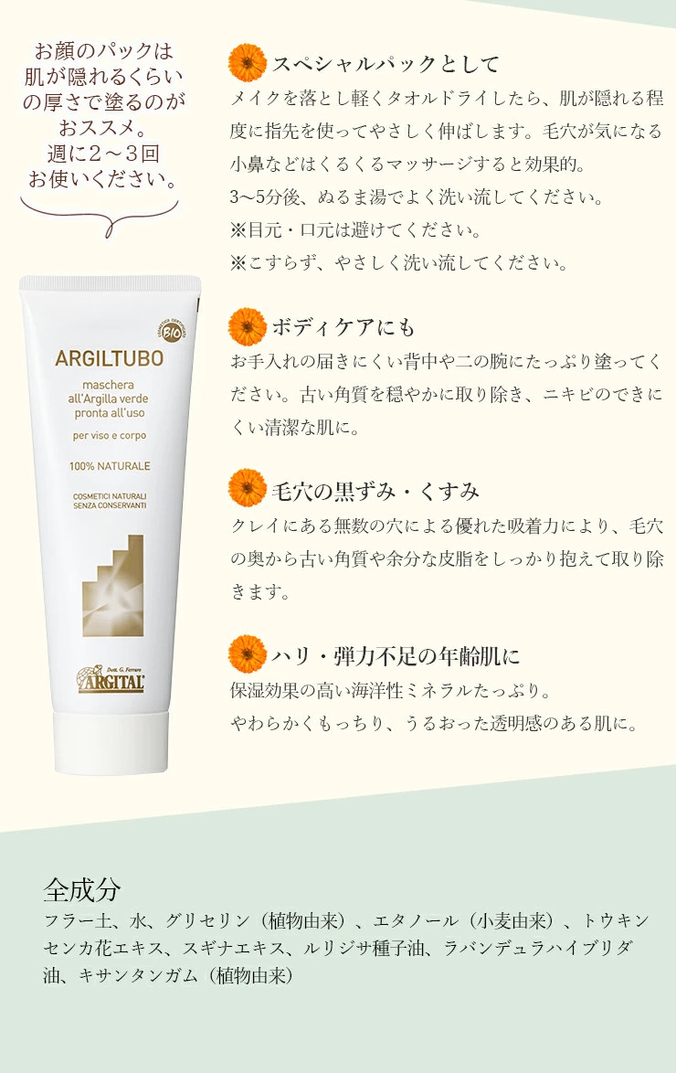 毛穴 泥パック アルジタル グリーンクレイペースト 250ml : argital 