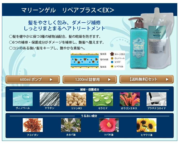 ラシンシア マリーンゲル ゲルアミノシャンプー＜EX＞600ml : インター