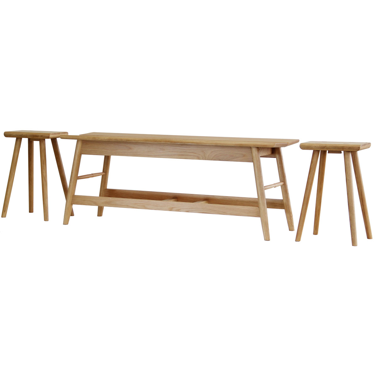 Garool ガルール ベンチ ウィズ スツール 3点セット 伸長式 ダイニング スツール収納 軽量 完成品 ナチュラル ブラウン |  | 01