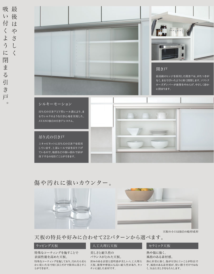 綾野製作所 JWシリーズ 食器棚 キッチンボード 上置き 耐震パネル ロー